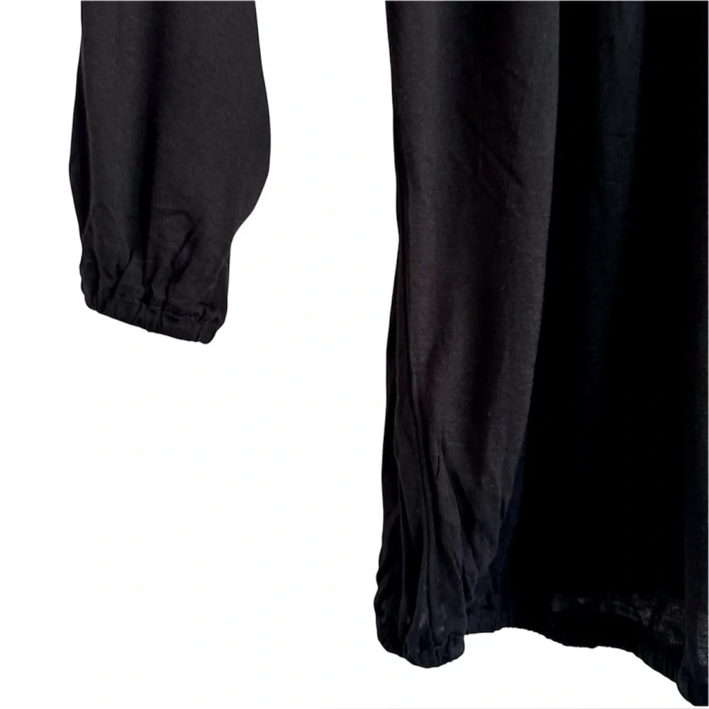 Michael Kors Black Long Sleeve Cotton Scoopneck Top Casual Blouse Medium